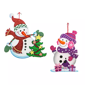 СНОУ БУМ Панно-подвеска со снеговиками, 36х39см, 26х37см, бумага, 2 дизайна, арт.0510