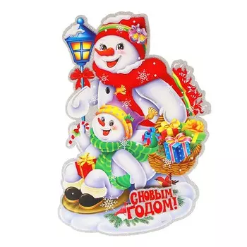 СНОУ БУМ Панно Снеговики, 50х34см, бумага