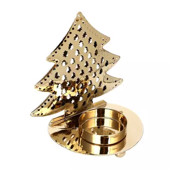 СНОУ БУМ Подсвечник с елкой, 10,5x7,5x12см, металл, золото