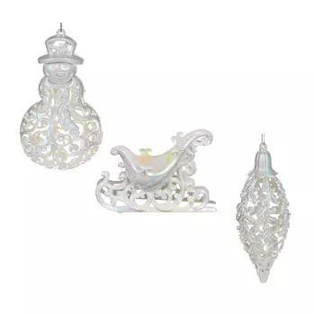 СНОУ БУМ Подвеска 14см, пластик, белый перламутр, 3 дизайна