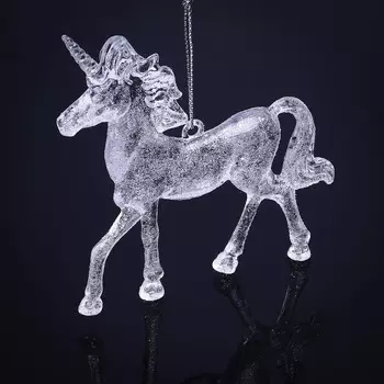 СНОУ БУМ Подвеска декоративная в виде единорога, 12х11,5 см, акрил, 4 цвета