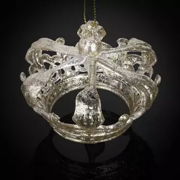 СНОУ БУМ Подвеска декоративная в виде короны, 8x7 см, акрил, 2 цвета