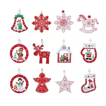 СНОУ БУМ Подвеска с новогодними персонажами, 5-6см, дерево, 12 дизайнов