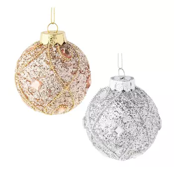 СНОУ БУМ Подвеска шар с декором из страз, 8см, пластик, 2 цвета
