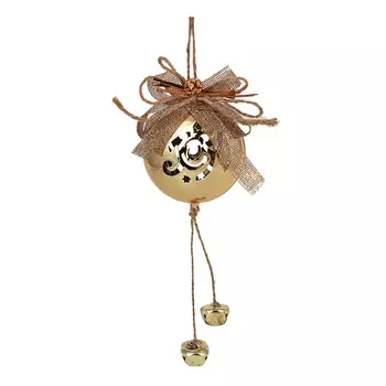 СНОУ БУМ Подвеска в виде ажурного шара, с бантиком, 9,3х7,8х4,4см, металл, полиэстер, золото