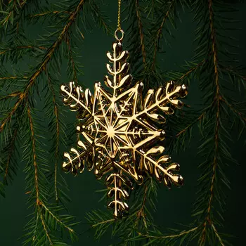 СНОУ БУМ Подвеска в виде снежинки, 10x9см, металл, золото