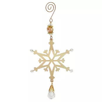 СНОУ БУМ Подвеска в виде снежинки, с подвеской, 10,7x10см, металл, акрил, золото