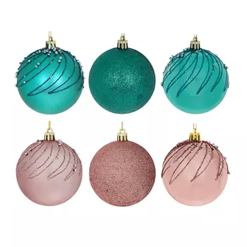 СНОУ БУМ Премиум Набор шаров с декором, 3 шт, 8 см, пластик, 2 цвета