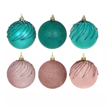 СНОУ БУМ Премиум Набор шаров с декором, 3 шт, 8 см, пластик, 2 цвета