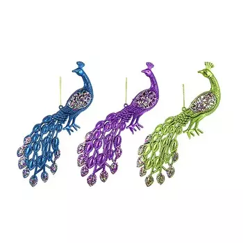 СНОУ БУМ Премиум Подвеска "Павлин", 20см, пластик, глиттер, 3 цвета
