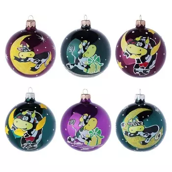 СНОУ БУМ Шар ручной работы "Символ Года 2021", 85 мм, стекло, 4 дизайна