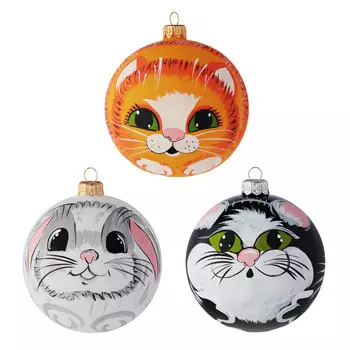 СНОУ БУМ Шар ручной работы "Символ года 3D", 100 мм, стекло,