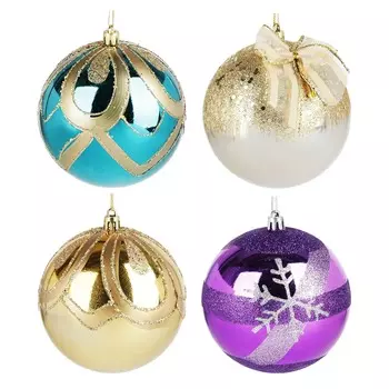 СНОУ БУМ Шар с деколью, 10 см, пластик, 4 дизайна