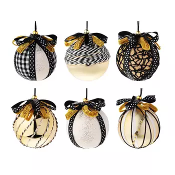 СНОУ БУМ Шар с декором из текстиля 8х10см, пенопласт, 6 дизайнов