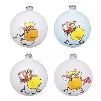 СНОУ БУМ Шар "Символ Года", 85 мм, стекло, 3 дизайна