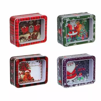 СНОУ БУМ Шкатулка с окошком, жесть, 13,5x11x5 см, 4 дизайна