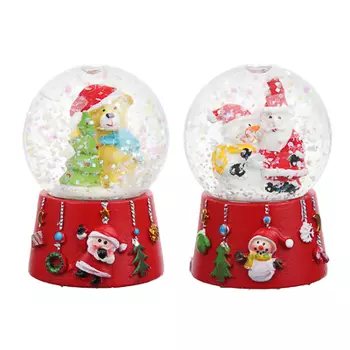 СНОУ БУМ Снежный шар 4,5х4,5х6,3см, полистоун, "Новогодний", 2 дизайна