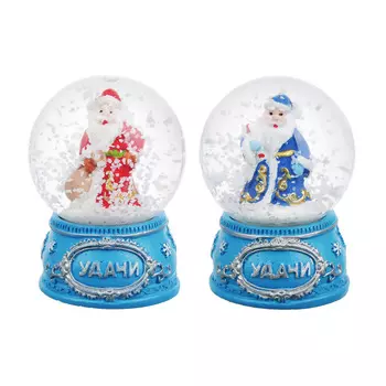 СНОУ БУМ Снежный шар 6,3 см, полистоун, "Новогодний", 2 дизайна, арт 8