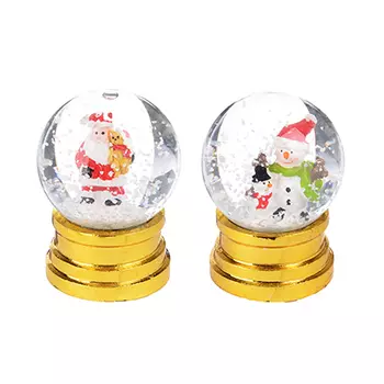 СНОУ БУМ Снежный шар 6,3 см, полистоун, "Новогодний", 2 дизайна на золоте