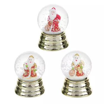 СНОУ БУМ Снежный шар 6,3 см, полистоун, "Новогодний", 3 дизайна, арт 10