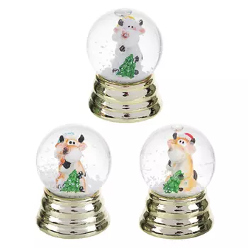 СНОУ БУМ Снежный шар Символ Года 2021 на золоте, полистоун, 6х4,5см, 3 дизайна