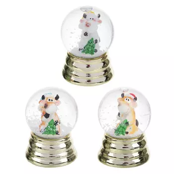 СНОУ БУМ Снежный шар Символ Года 2021 на золоте, полистоун, 6х4,5см, 3 дизайна