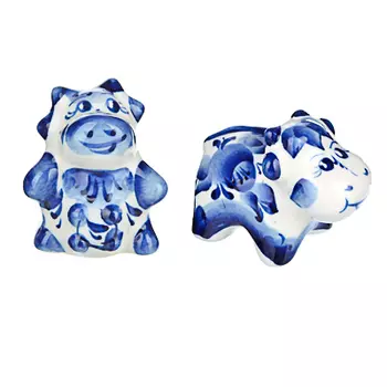 СНОУ БУМ Сувенир "Коровка Дуняша", гжельский фарфор, 6х4х3,5см, 2 дизайна