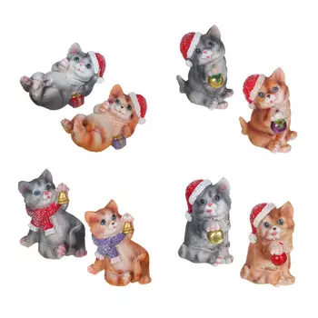 СНОУ БУМ Сувенир котенок с новогодним украшением, полистоун, 6х5,8х9,3см, 8 дизайнов