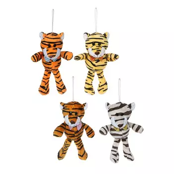 СНОУ БУМ Сувенир мягкий, полиэстер, в виде тигра, 16x11x7см, 3 цвета
