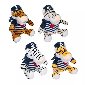 СНОУ БУМ Сувенир мягкий Тигр Боцман, полиэстер, 17x15x11см, 4 вида