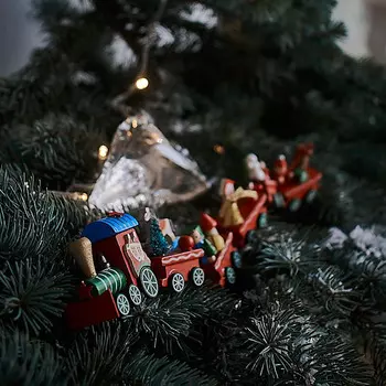 СНОУ БУМ Сувенир Паровозик новогодний, 37,5x7x3см, МДФ