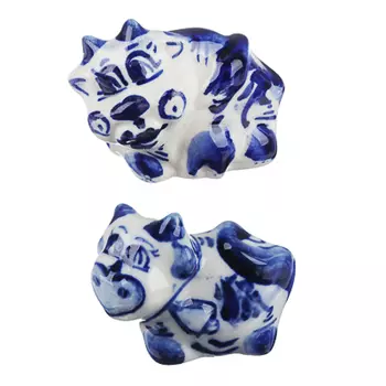 СНОУ БУМ Сувенир "Теленок Милашка", гжельский фарфор, 3х5,5х4см, 2 дизайна