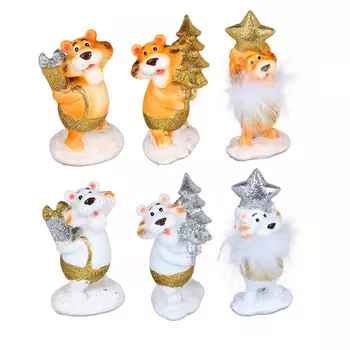 СНОУ БУМ Сувенир тигр с поздравлением, полистоун, 5х4,2х11,8см, 6 дизайнов