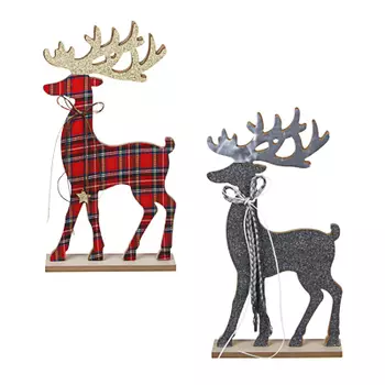 СНОУ БУМ Сувенир в виде оленя, 18х35 см, дерево, текстиль, 2 цвета