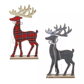 СНОУ БУМ Сувенир в виде оленя, 18х35 см, дерево, текстиль, 2 цвета