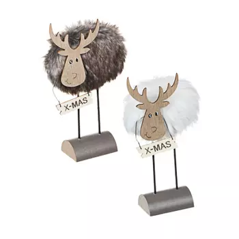 СНОУ БУМ Сувенир в виде рождественского оленя, 12х20х5 см, дерево, текстиль, 2 дизайна
