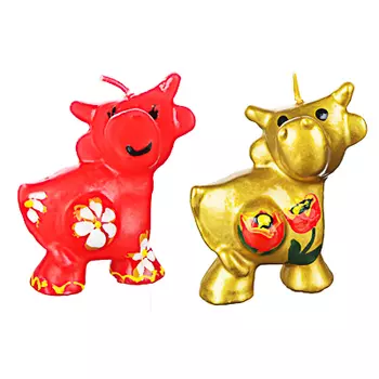 СНОУ БУМ Свеча парафиновая "Бычок", 2 цвета, 7,5 см