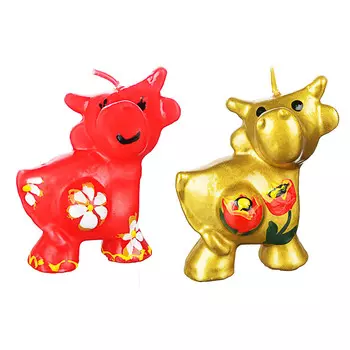 СНОУ БУМ Свеча парафиновая "Бычок", 2 цвета, 7,5 см