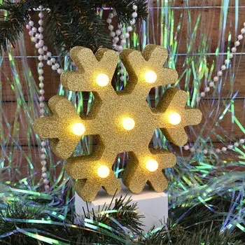 СНОУ БУМ Светильник LED с глиттером, МДФ, пластик, в виде снежинки, 20,5х18х4,6см, 2хААА , 2 цвета.