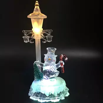 СНОУ БУМ Светильник LED в виде снеговика с фонарем, акрил, 9,5х8х19,5см, 3хLR44, 7 режимов свечения