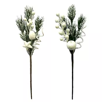 СНОУ БУМ Украшение декоративное, пластик, белые ягоды, 2 дизайна