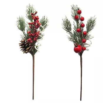 СНОУ БУМ Украшение декоративное, пластик, красные ягоды, 2 дизайна