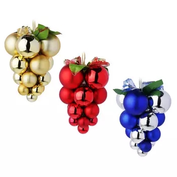 СНОУ БУМ Украшение декоративное в виде грозди, 18см, пластик, 3 цвета