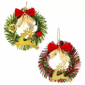 СНОУ БУМ Украшение декоративное, в виде венка, пластик, 11см, 2 вида