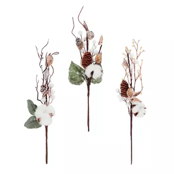 СНОУ БУМ Украшение декоративное в виде веточки, пластик, 36-40см, 3 вида