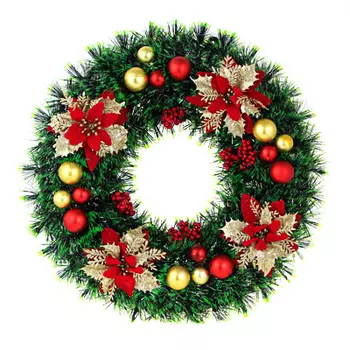 СНОУ БУМ Венок декоративный, мишура и украшения, ПВХ, 38 см, арт.2