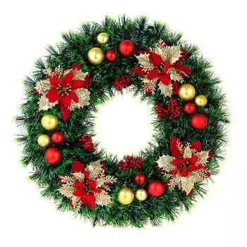 СНОУ БУМ Венок декоративный, мишура и украшения, ПВХ, 38 см, арт.2