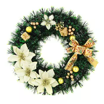 СНОУ БУМ Венок декоративный, мишура и украшения, ПВХ, 38 см, арт.4