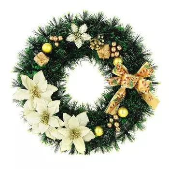 СНОУ БУМ Венок декоративный, мишура и украшения, ПВХ, 38 см, арт.4