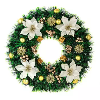 СНОУ БУМ Венок декоративный, мишура и украшения, ПВХ, 45 см, арт.1